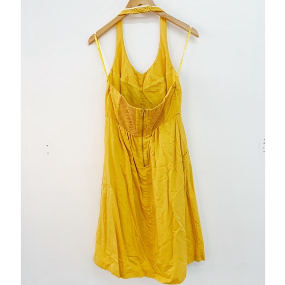 Anthropologie Floreat Gold Mustard Halter Dress Size 8 - Picture 4 of 7